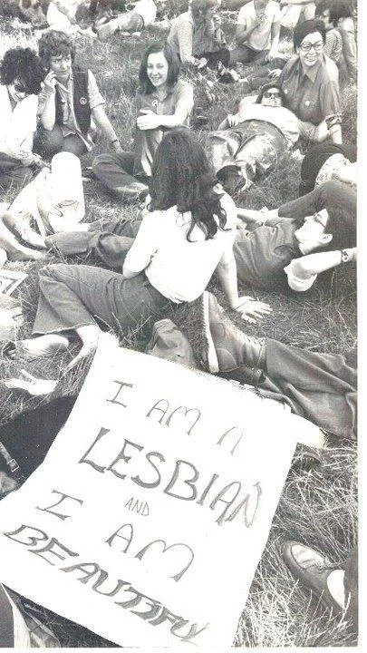 Brenda (top right, glasses) resting with the women's contingent after the first Pride march in 1970. (Unless otherwise noted, all images of Brenda Howard © New York Area Bisexual Network's Facebook )