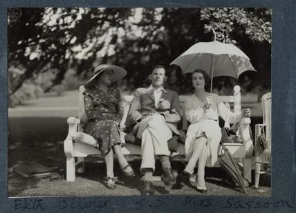 Edith Olivier, Siegfried Loraine Sassoon, and Hester Sassoon (nee Gatty), Date unknown.