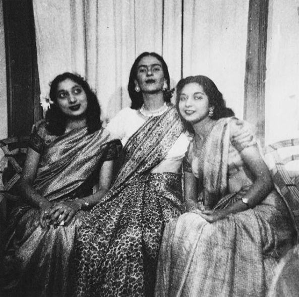 Frida Kahlo (center) with Nayantara Sahgal and Rita Dar, 1947.