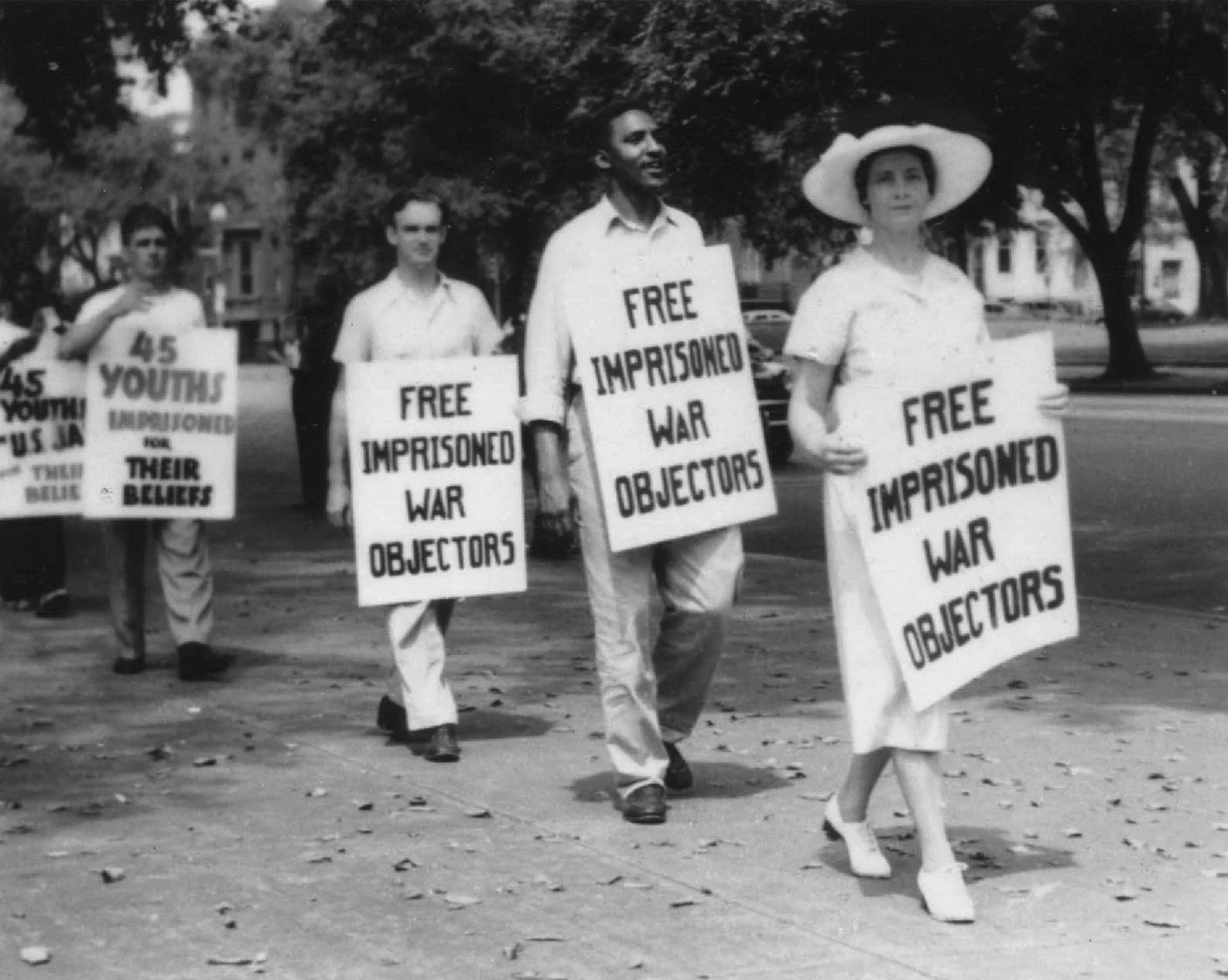 Rustin protesting in Washington in the late 1940s. Photo courtesy of the Estate of Bayard Rustin.