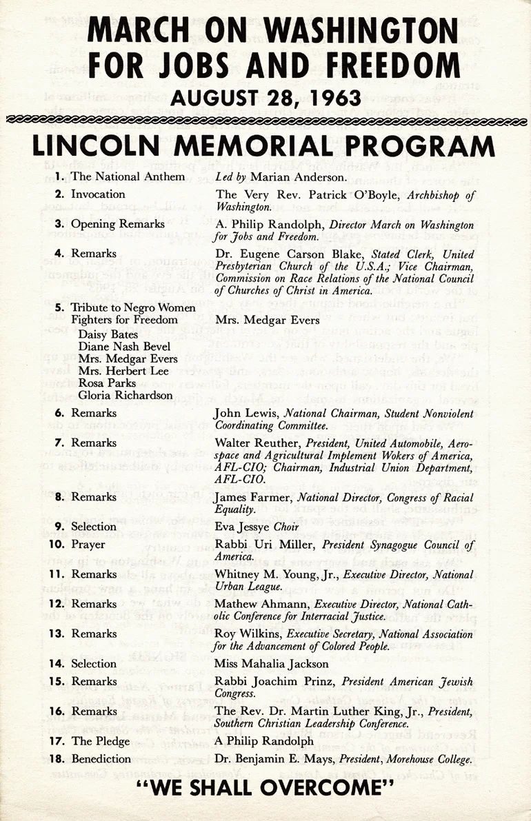 Program from the 1963 march on washington.