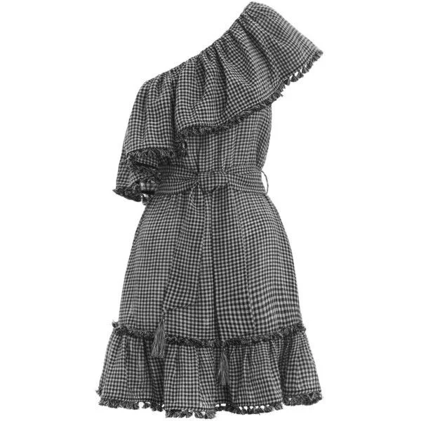 Zimmerman Gingham Frill One Shoulder Dress