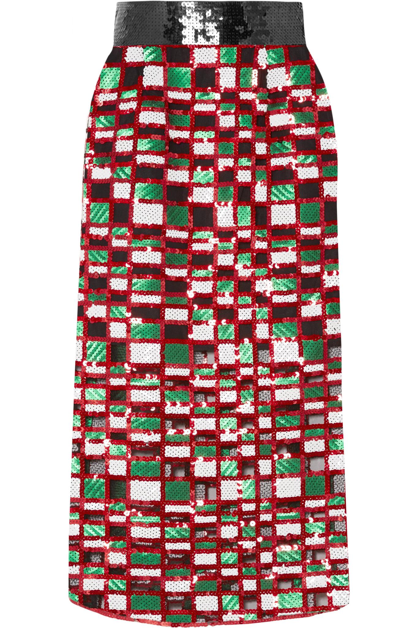 Christopher Kane Sequined Tulle Midi Skirt