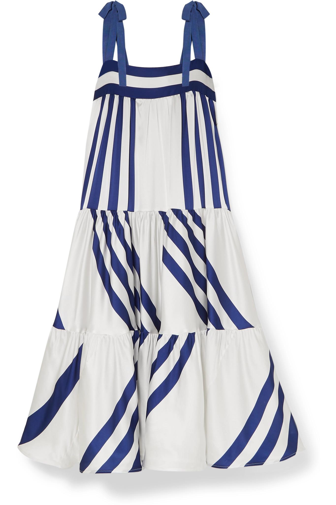 Silvia Tcherassi Tayrona Striped satin maxi