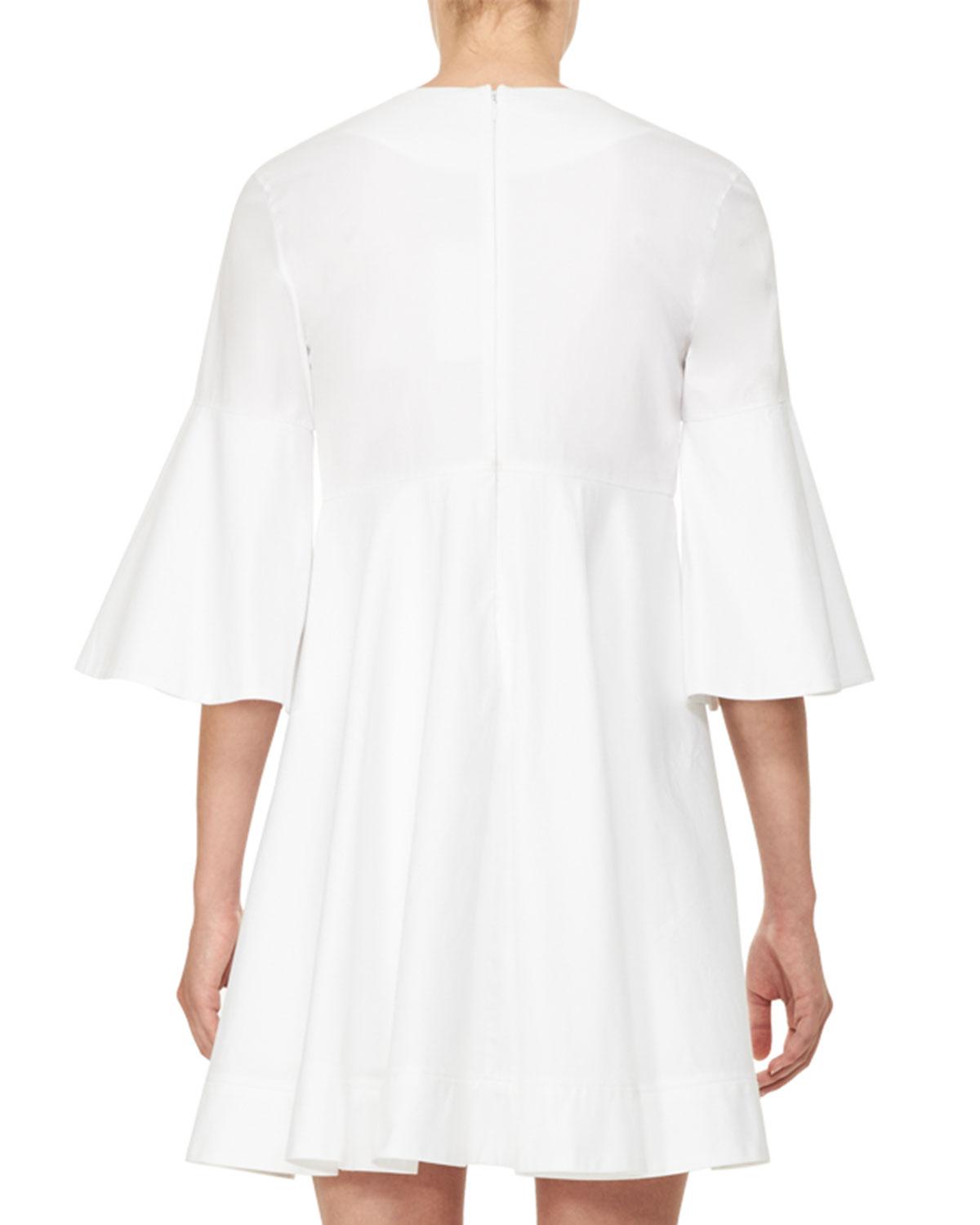 carven-WHITE-Bell-sleeve-Poplin-Fit-and-flare-Dress.jpeg