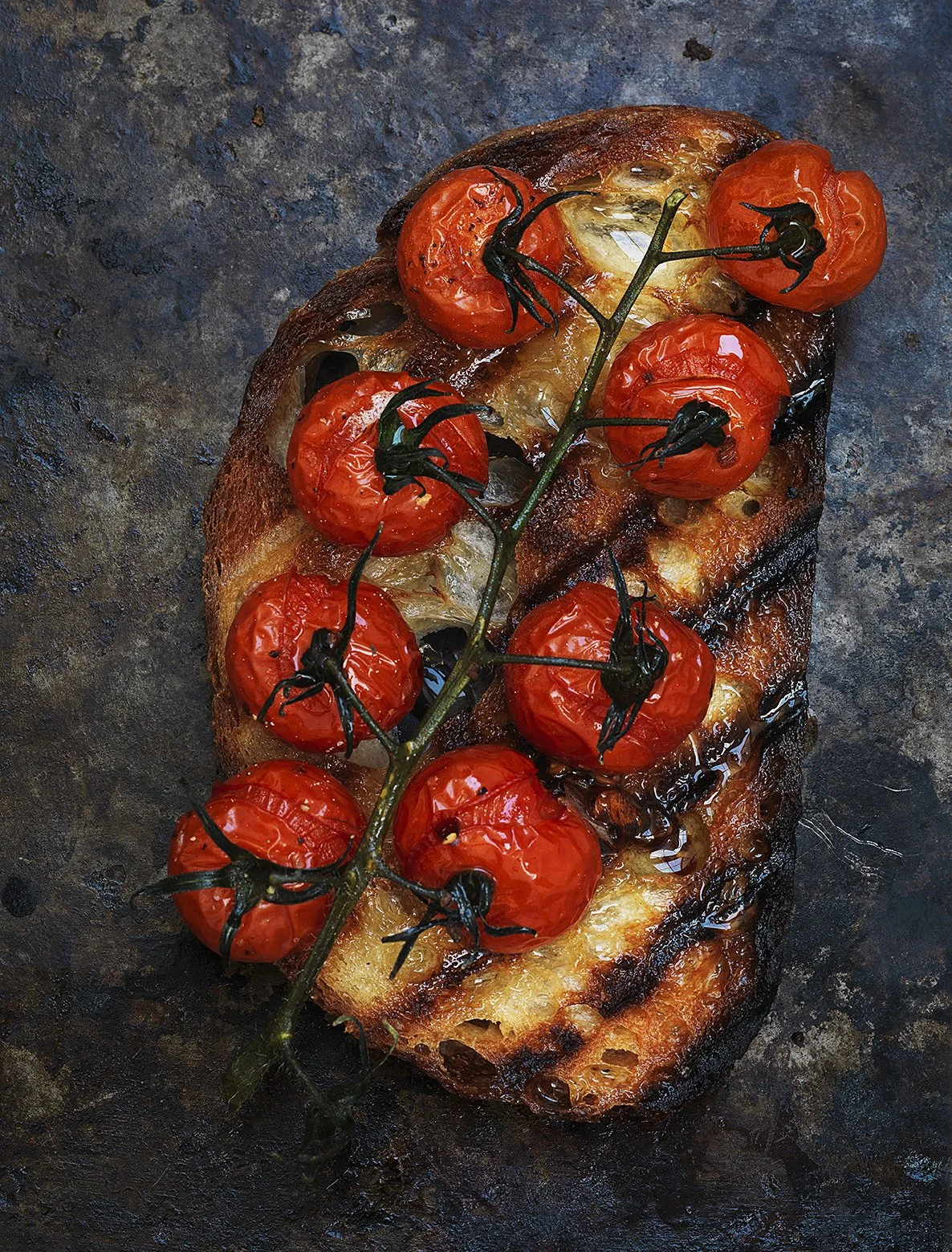  Cherry tomato bruschetta. A very popular award winning image.  Price: £195.00 including postage. A3 Print with large white chunky border, printed on&nbsp;Archival Hahnemühle Photo Inkjet paper or Giclee paper. Edition 20/ 25.  Accompanied with a cov