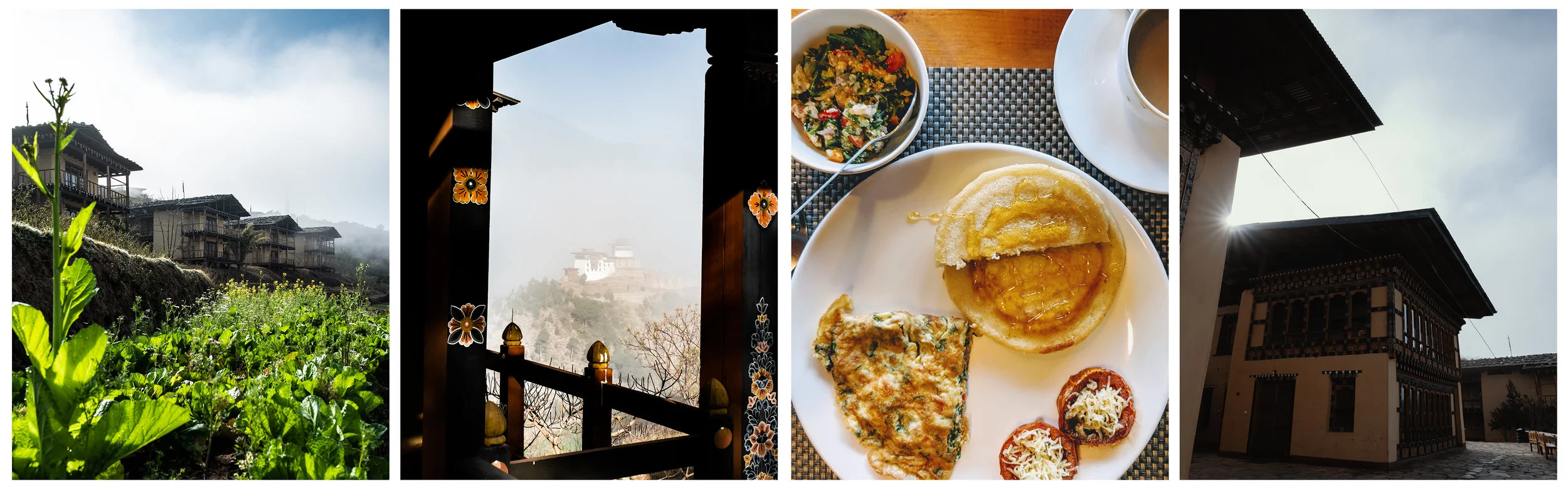 Eco Lodge Rooms, View of Wangdue fortress, Breakfast, Courtyard