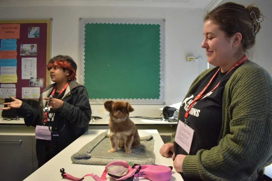 🐾 A paws-itively wonderful day for our Sixth Form students! 🐾

We were thrilled to welcome @RoyalVetCollege to our academy &mdash; and they didn&rsquo;t come alone! Students met the adorable furry friend, Cricket, and got a hands-on insight into li
