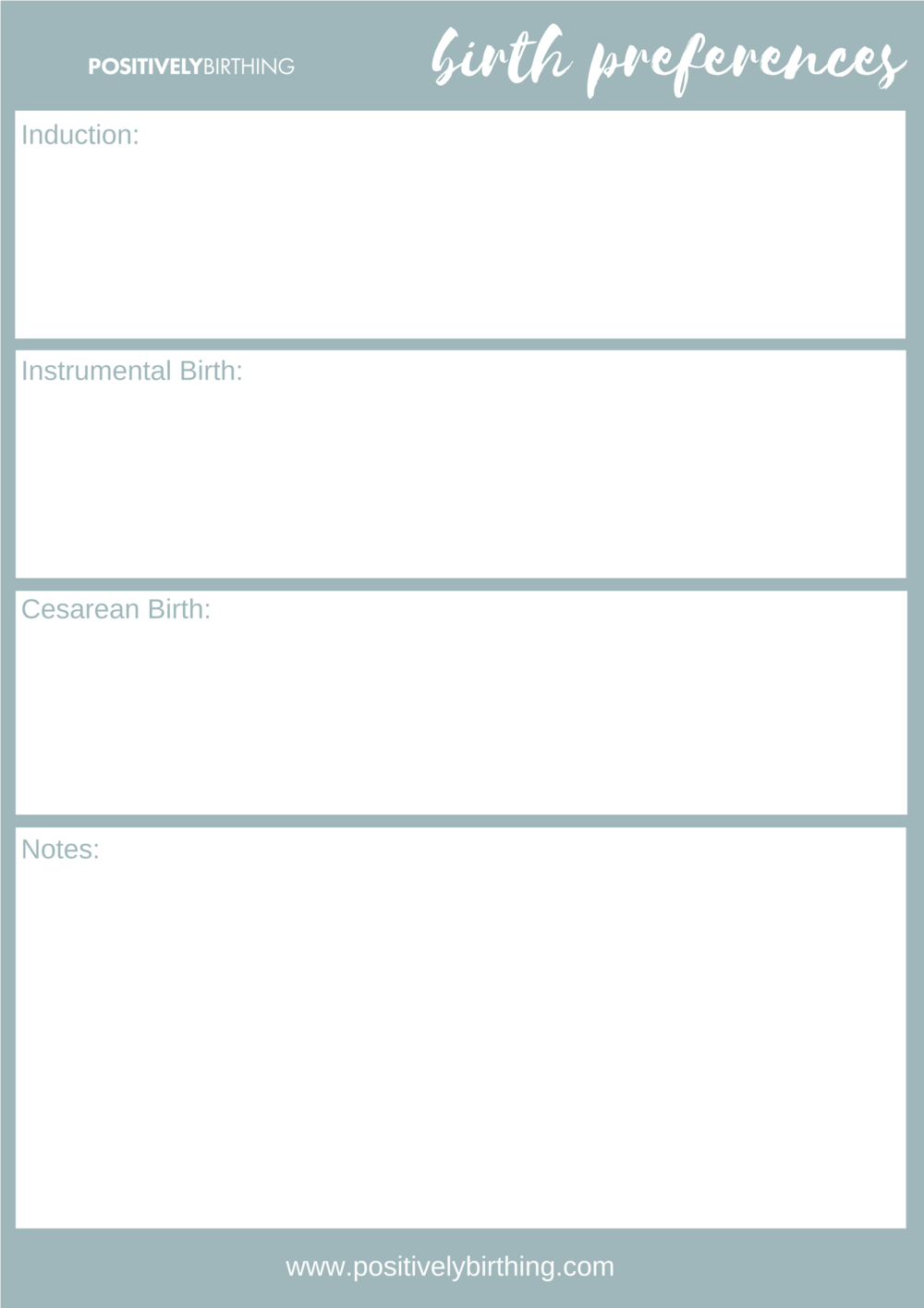 Birth Plan Template — birth-ed