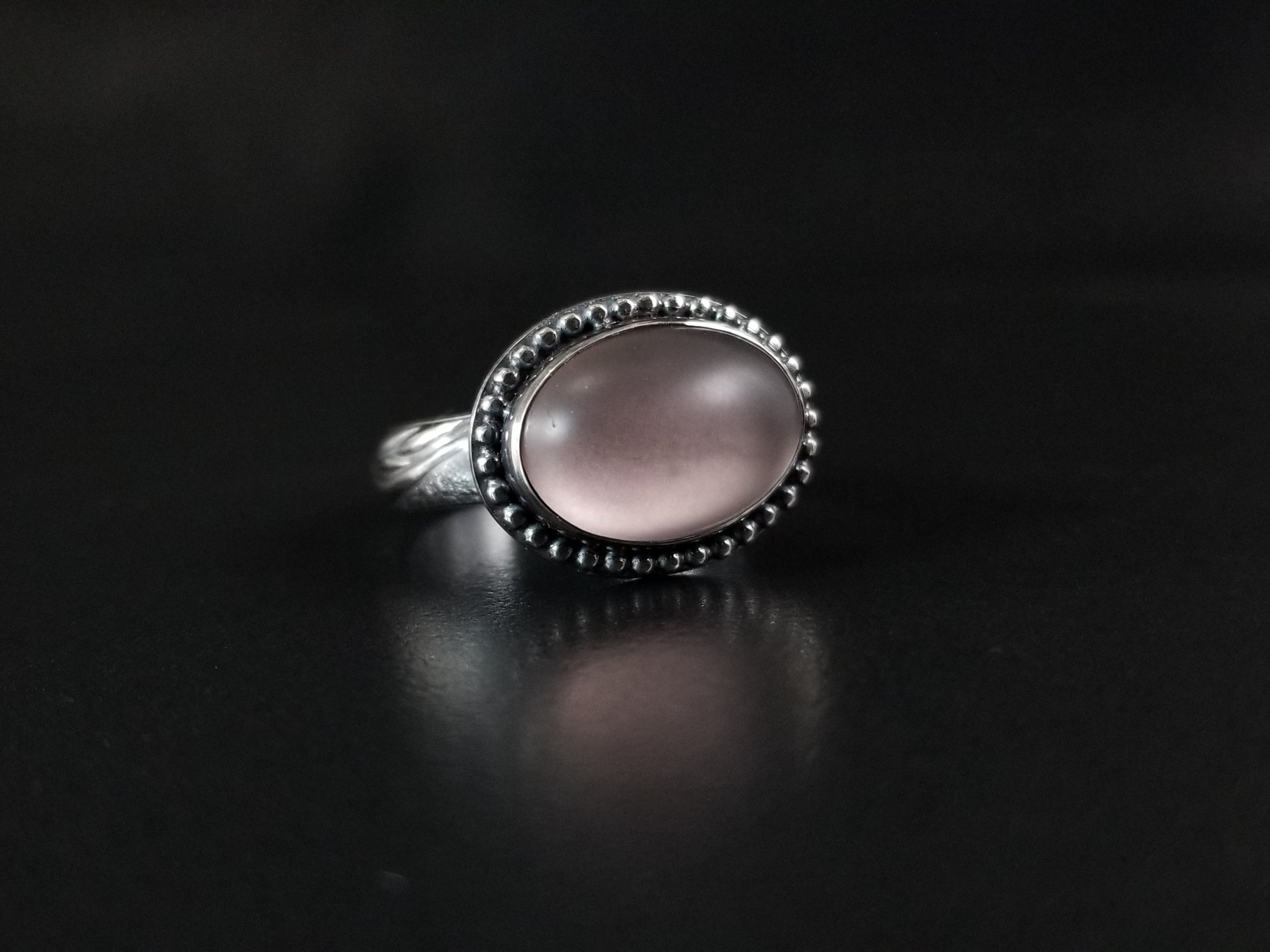 East West Pink Frosted Glass Ring