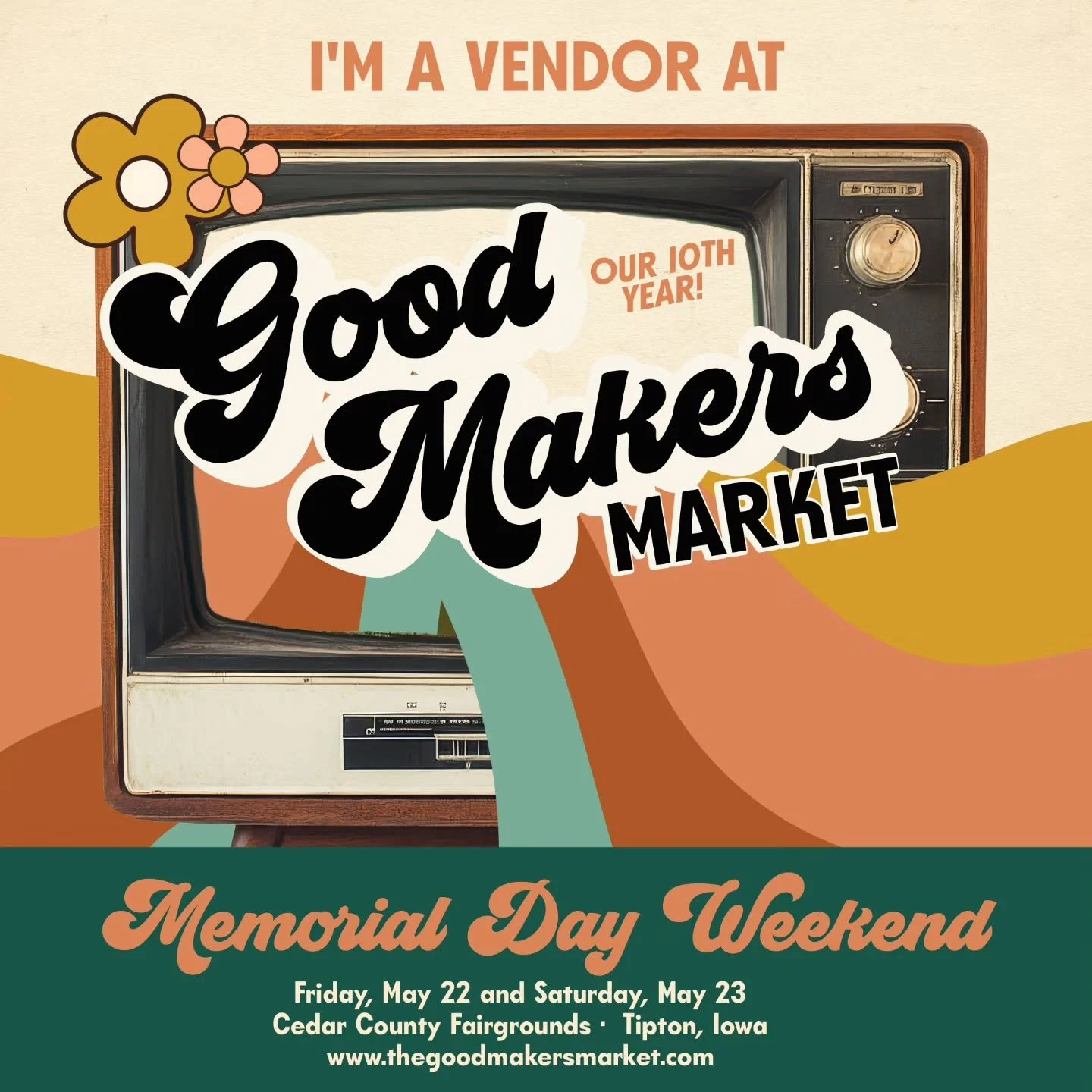 I'm thrilled to be back at Good Makers Market this spring!!! Happy anniversary, @goodmakersmarket 🥳