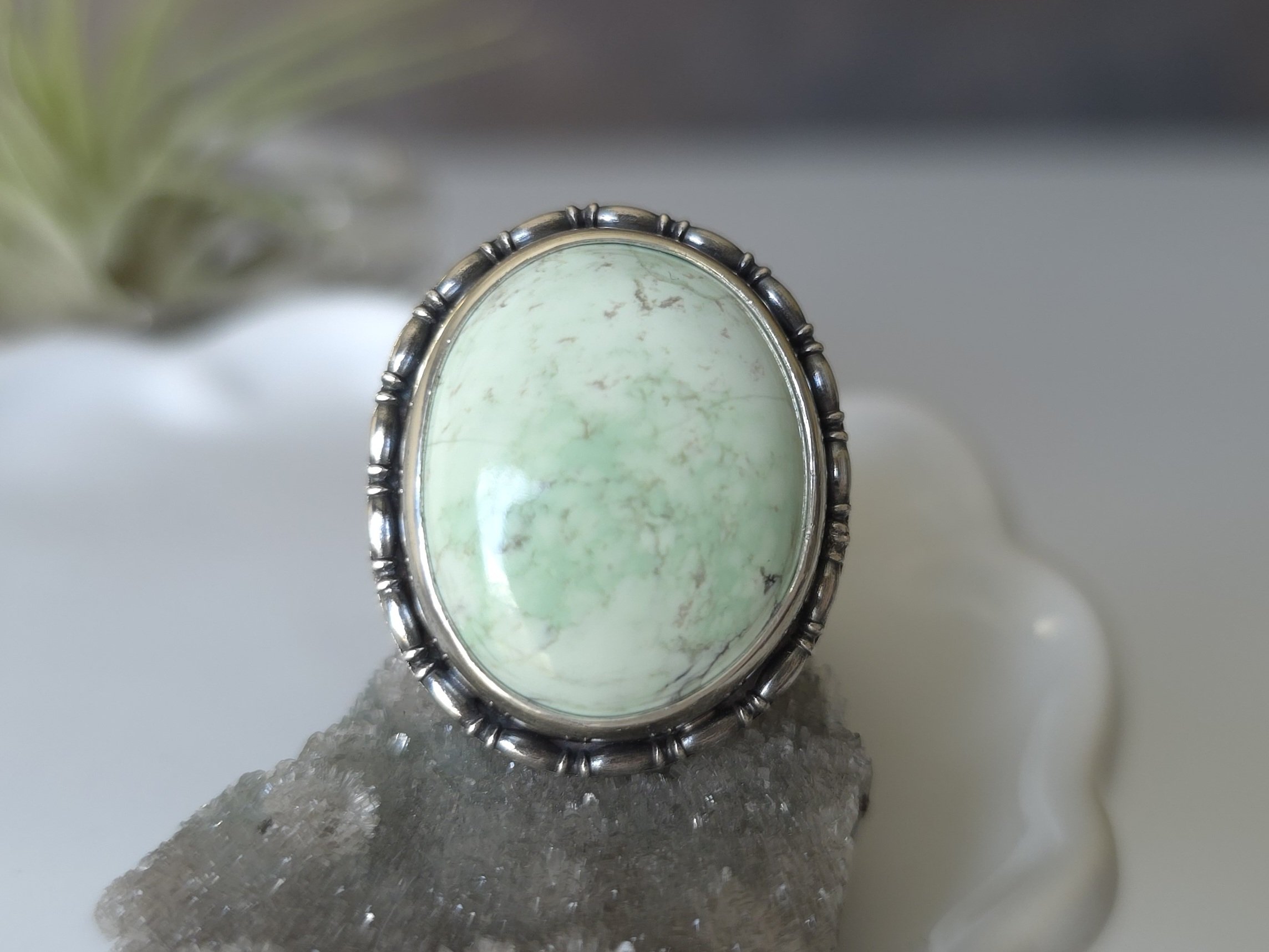 Faint Green Lone Mountain Turquoise Ring