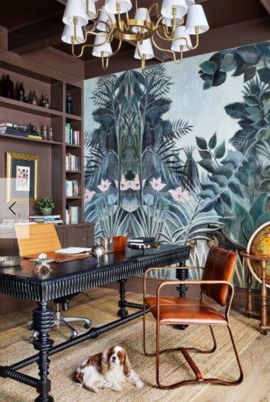 Office Envy || Dark Wood, Rich Color, and Print