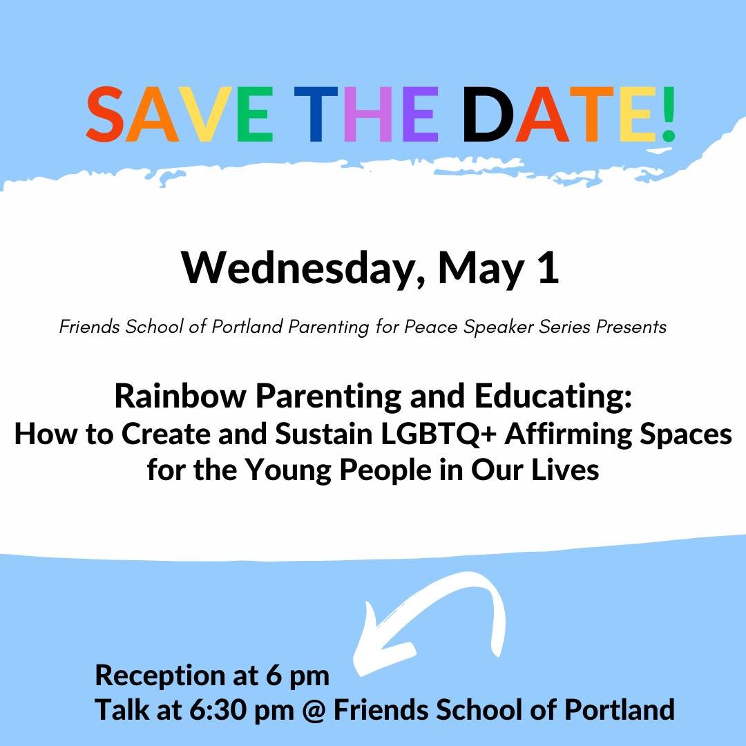Looking forward to tomorrow evening!  Author and a Quaker school grad(!), Lindz Amer will be joining us for a conversation about raising queer kids and their allies.  They will be joined by Brigid Black, a production manager for Simon and Schuster an
