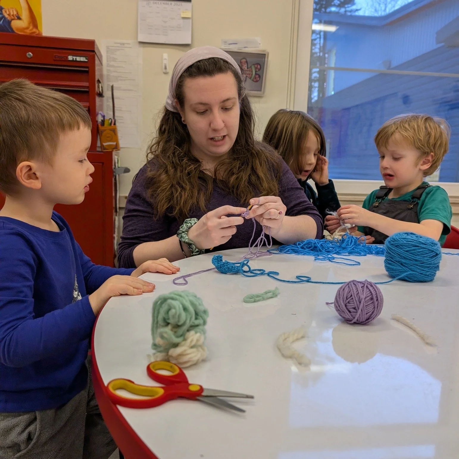 If you've stopped by FSP's AfterCare, you might have walked over the longest crocheted rope or found a student not quite ready to put down their project to head home!  So many crafty crochet projects abound -- from the first stitches to working on re