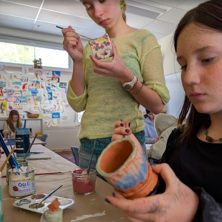 Putting on the glaze for finished projects before heading back to the kiln at @portlandpottery