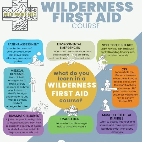 Two great opportunities this spring and summer! 🌿🩹

We are excited to be partnering again with Courtney from Wild Maine Med and @falmouthlandtrust for an upcoming wilderness first aid course in May! 

Wilderness First Aid Course&mdash; Sat., May 2 