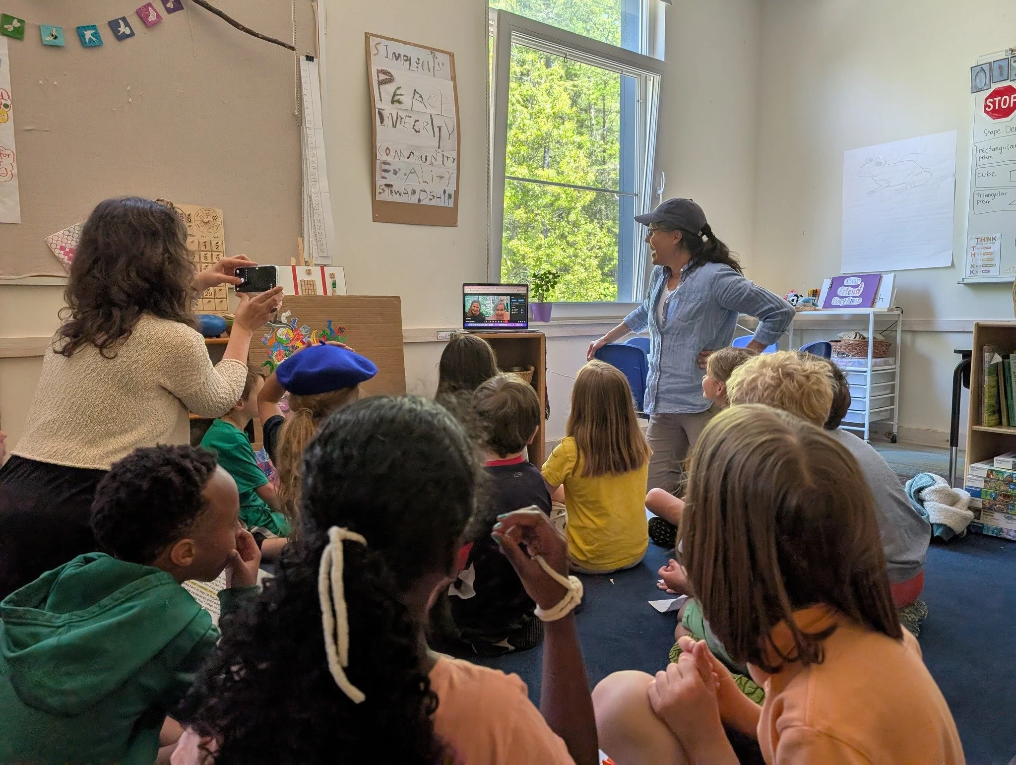 This Spring, first- and second-grade students in Kate and Mary Anne's class connected over Zoom with two special guests -- Mary Dowling, a Sandy Spring Friends School teacher, and Marian Dowling, a retired Sidwell Friends School teacher -- to share t
