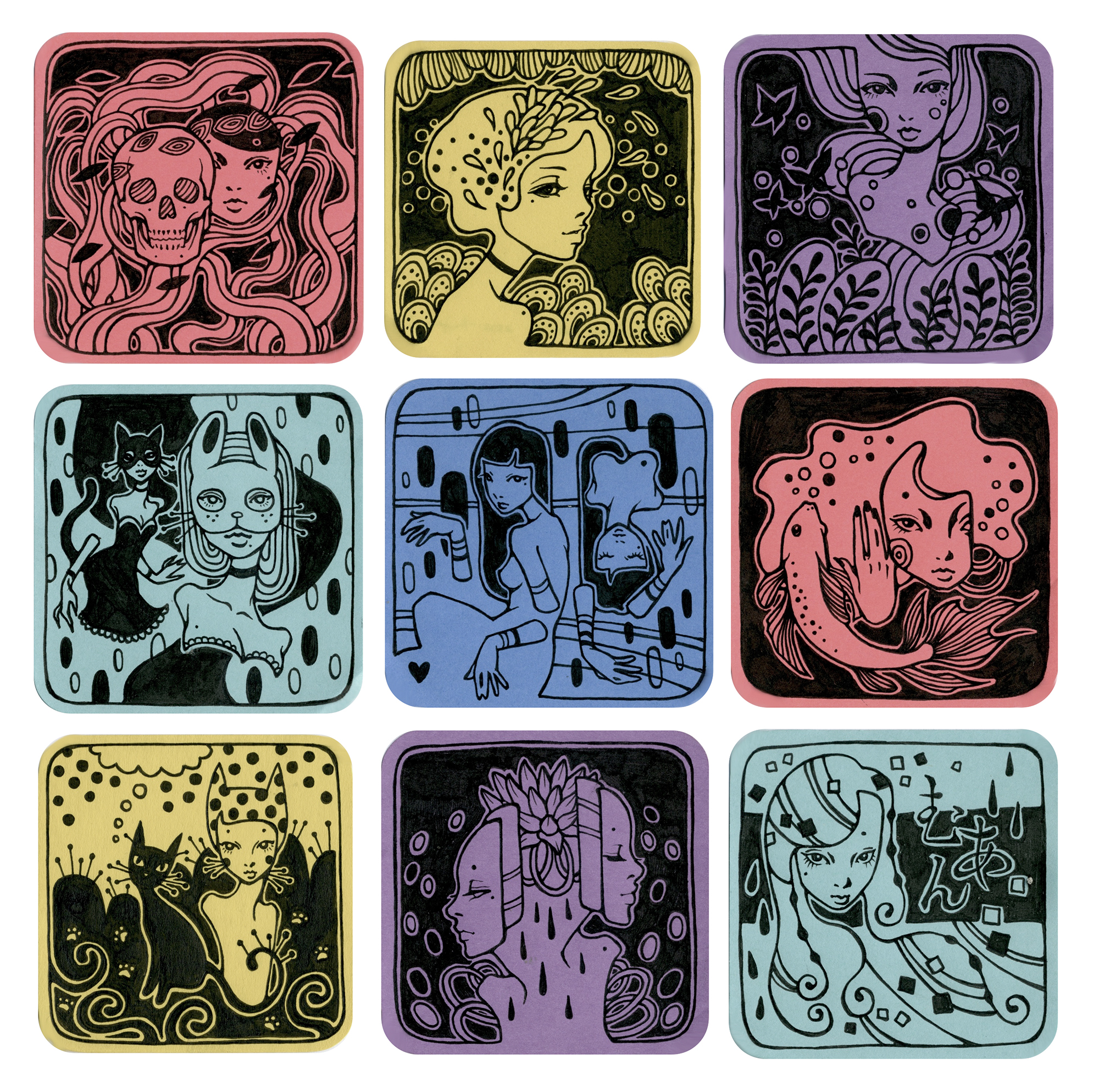 ink on post-its. 2013. Post-It Show 8 at Giant Robot 2. Los Angeles, US.