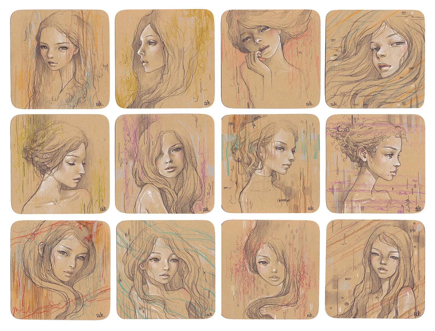 4"x4" graphite and colored pencil. 2015. Instagram Giveaway.