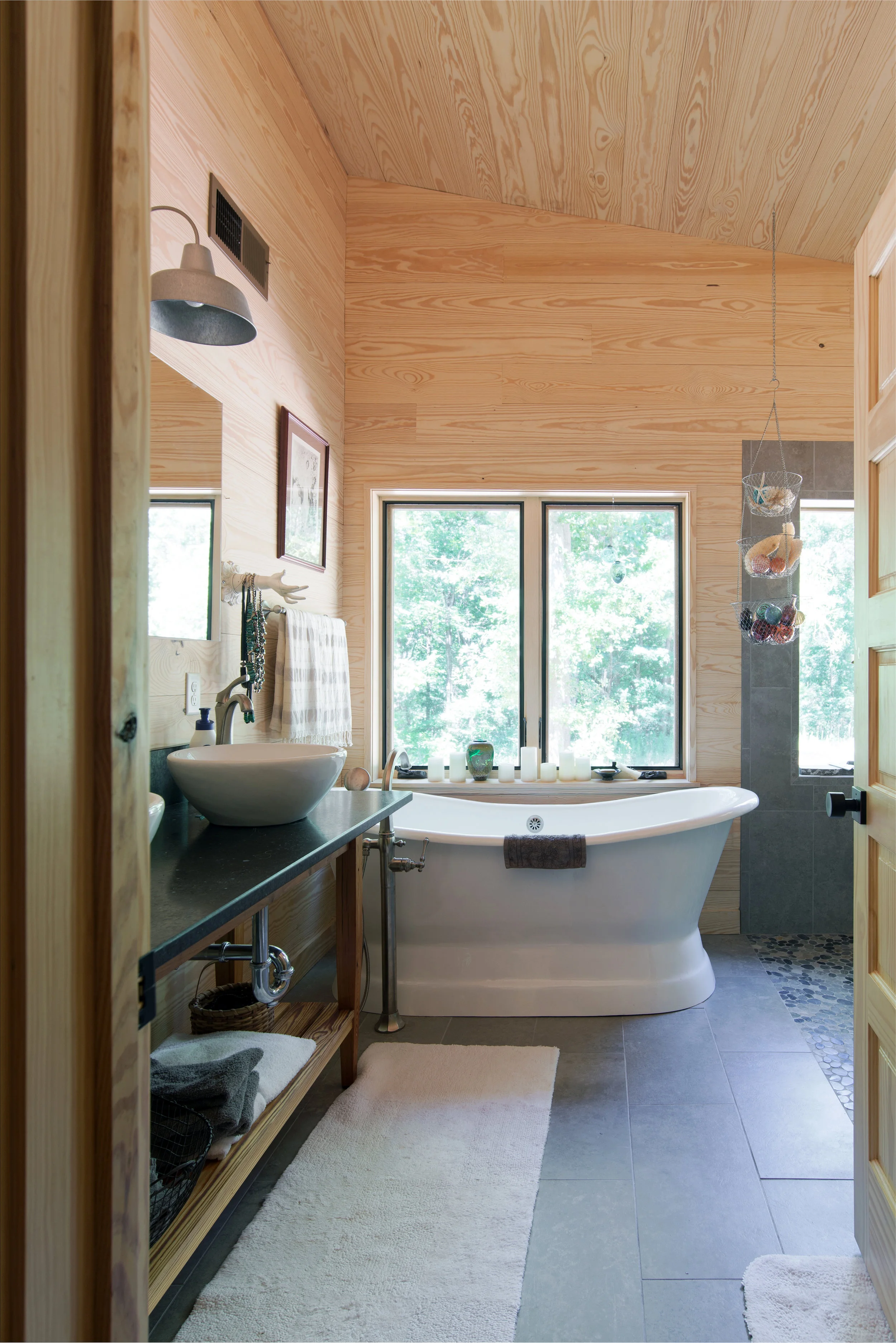 Soaking Tub with Southern Pine Square Edge T&G