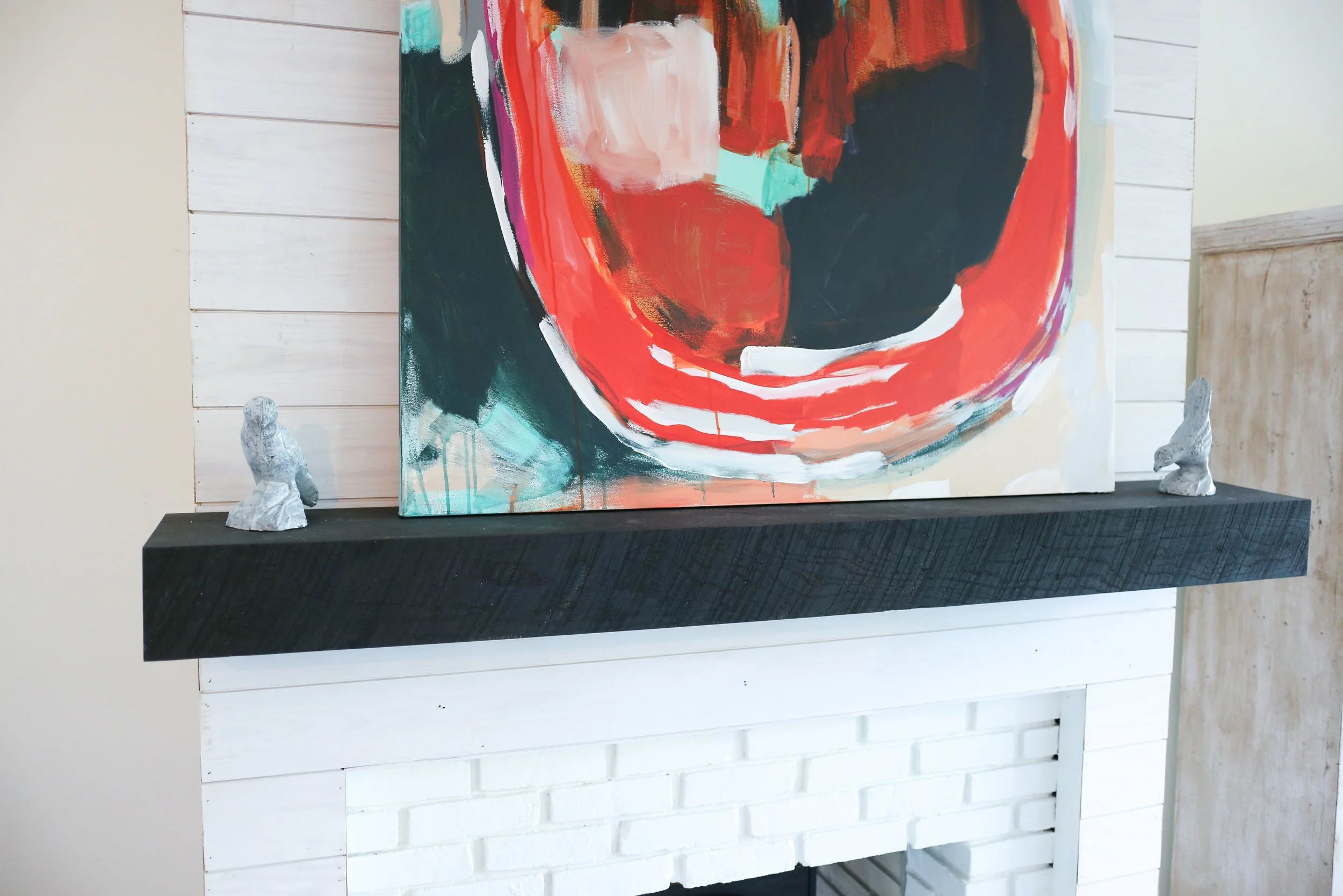 Black Old School Oak Fireplace Mantel