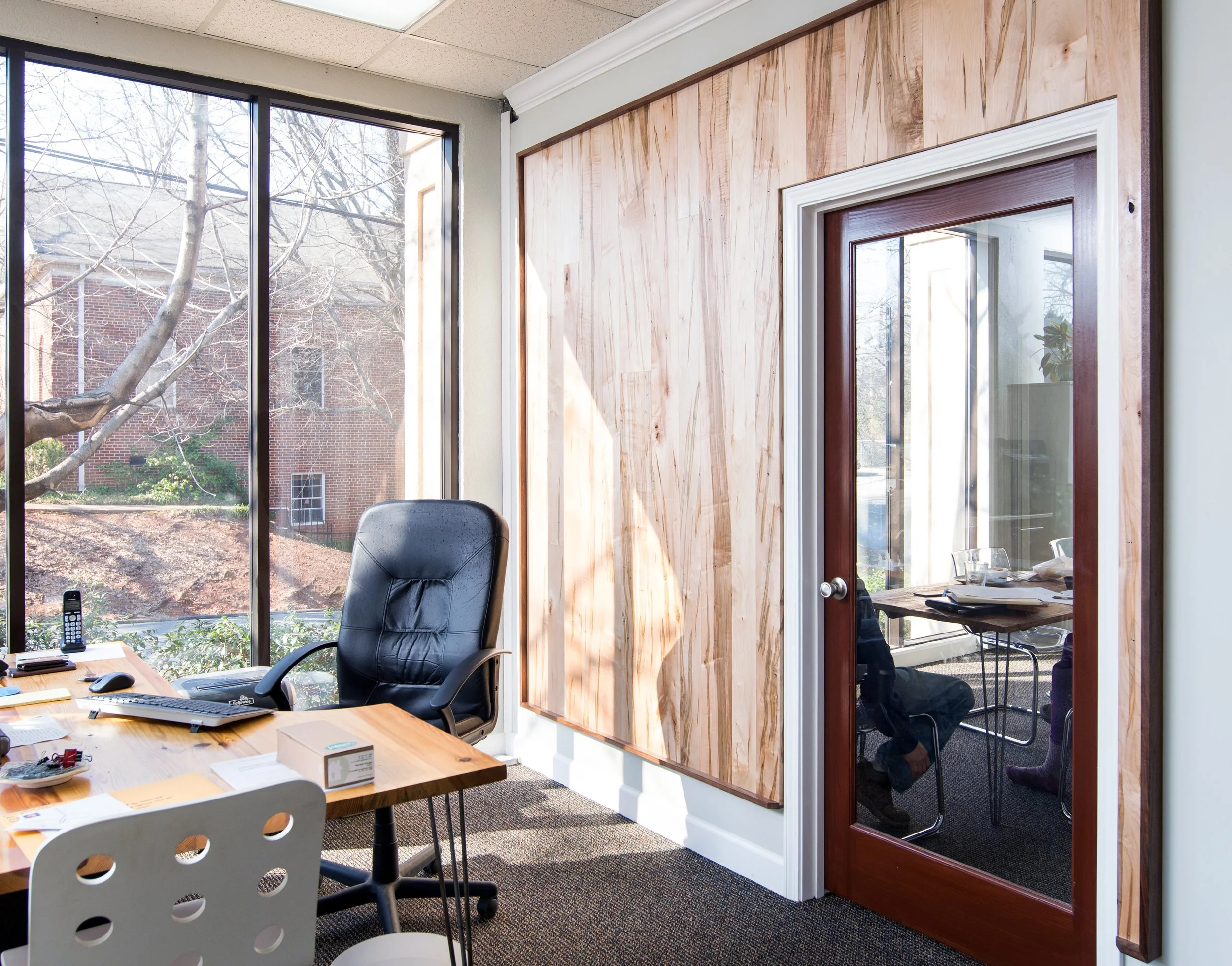 Ambrosia Floor Accent Wall with Black Walnut Trim