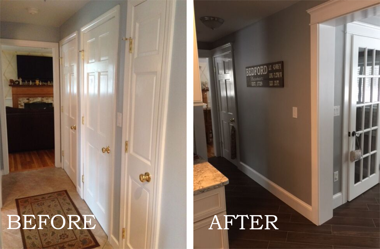 Removing a series of doors in a hallway allowed Ashlee to make better use of the space and build a walk-in pantry and linen closet.
