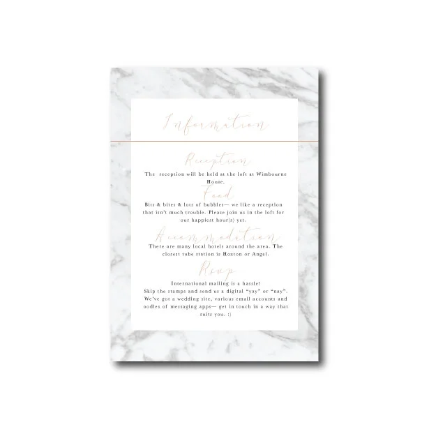 Modern Marble Information Card - A6