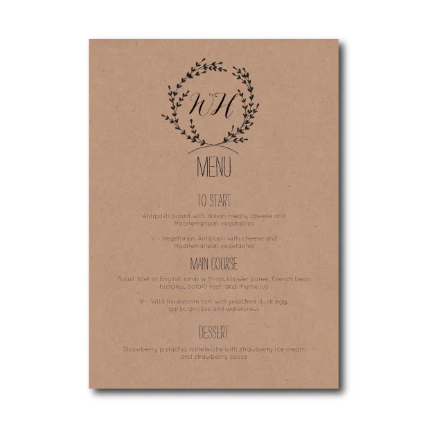 Whimsical Wreath Menu - A5
