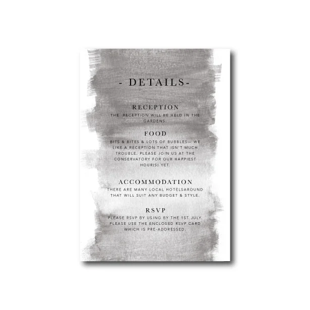Watercolour Wash Wedding Information Card - A6
