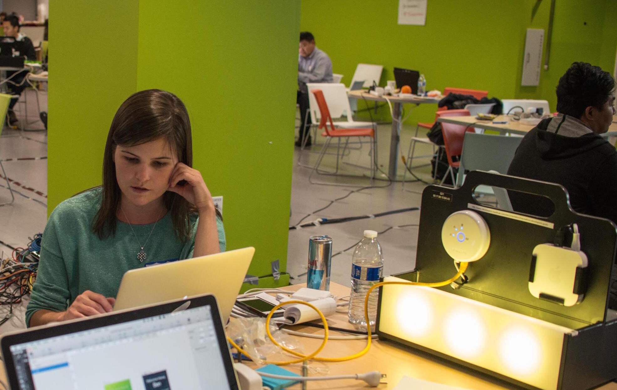 April participating in an Internet-of-Things hackathon