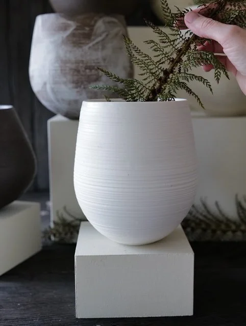 Porcelain  Flower Pot- Ribbon Carved