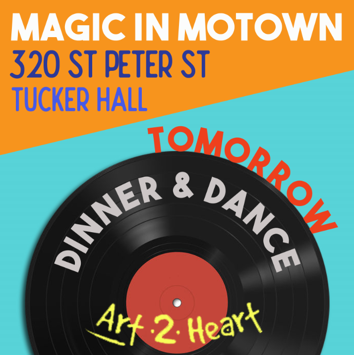There is not enough contrast between the white font and the bright orange background making the text unreadable. The bright red-orange and turquoise is a vibrating color combination. This “visual vibration” makes the text difficult to read. The words “Magic in Motown” will disappear on the digital board and the date will fail to catch the attention of the passerby.