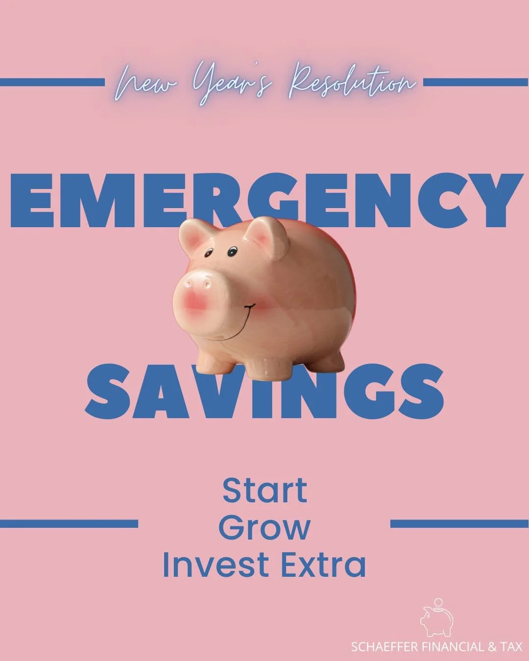Is one of your New Year's Resolutions to start or grow an emergency savings fund?  Read more about the what, how, and why here:

https://www.schaefferfinancialandtax.com/blog/what-how-why-of-emergency-savings

Contact me for help on how an emergency 