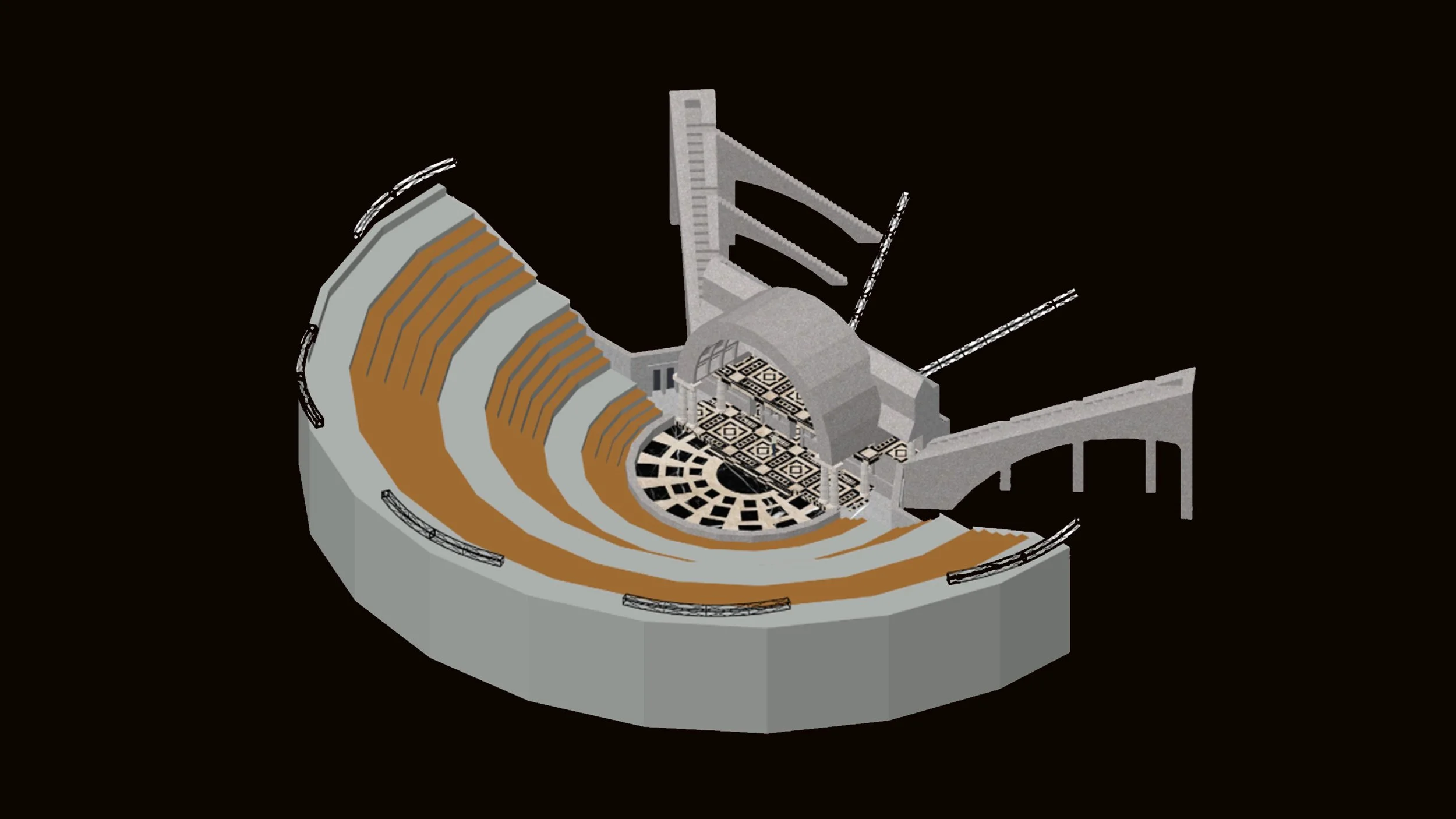 Isometric view of the set and lighting positions
