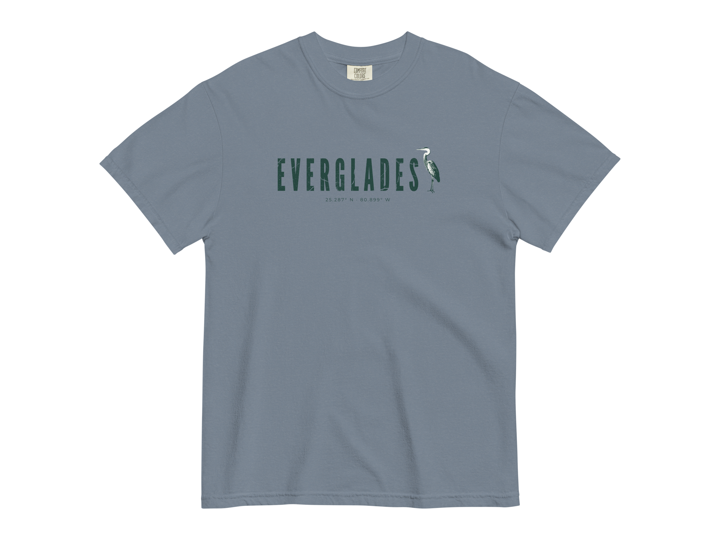 CHIRP COMPANY_BLUE HERON_EVERGLADES_unisex-garment-dyed-heavyweight-t-shirt-blue-jean-front-69419fda1597e.png