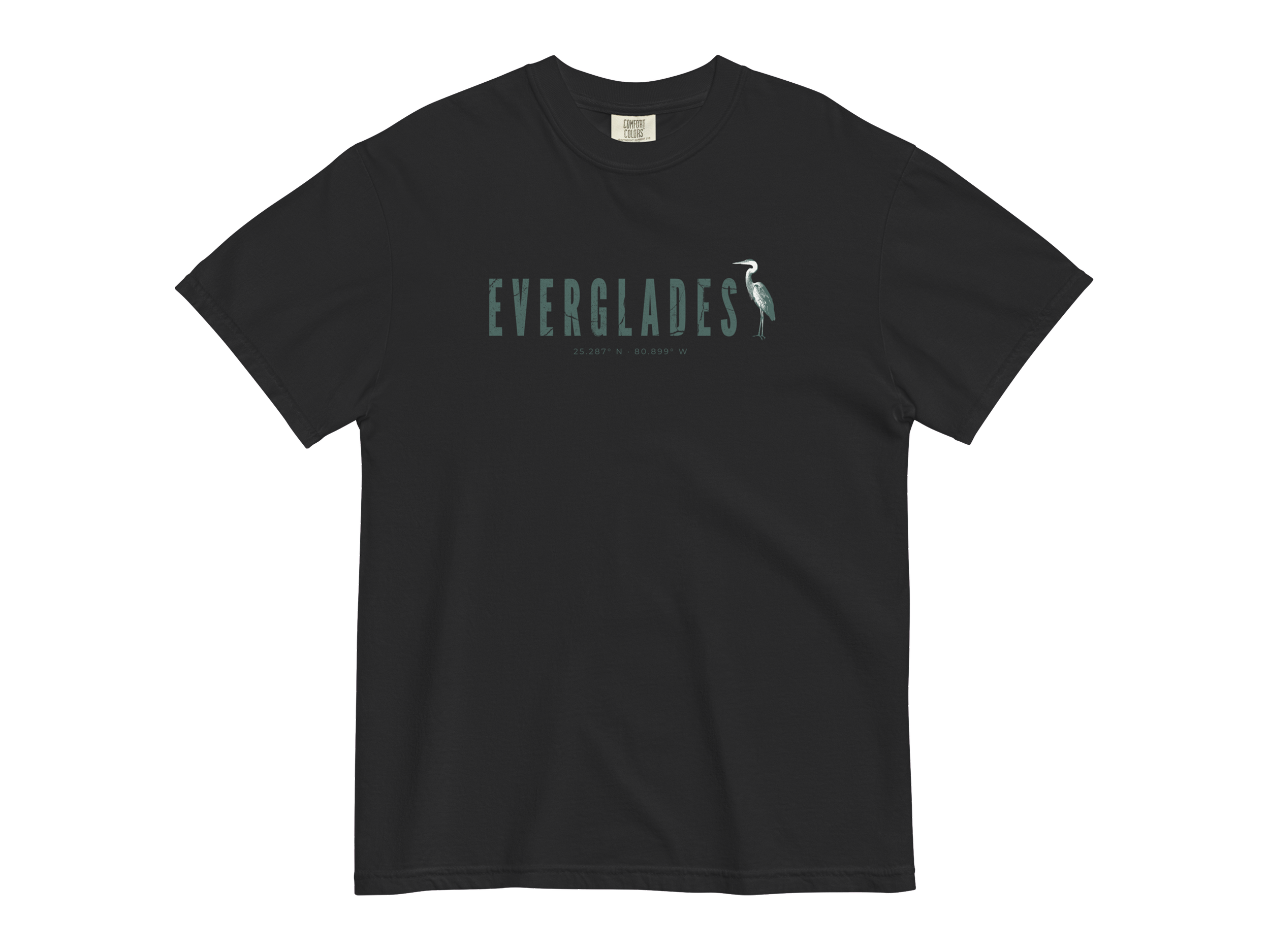 CHIRP COMPANY_BLUE HERON_EVERGLADES_unisex-garment-dyed-heavyweight-t-shirt-black-front-69419fda158aa.png