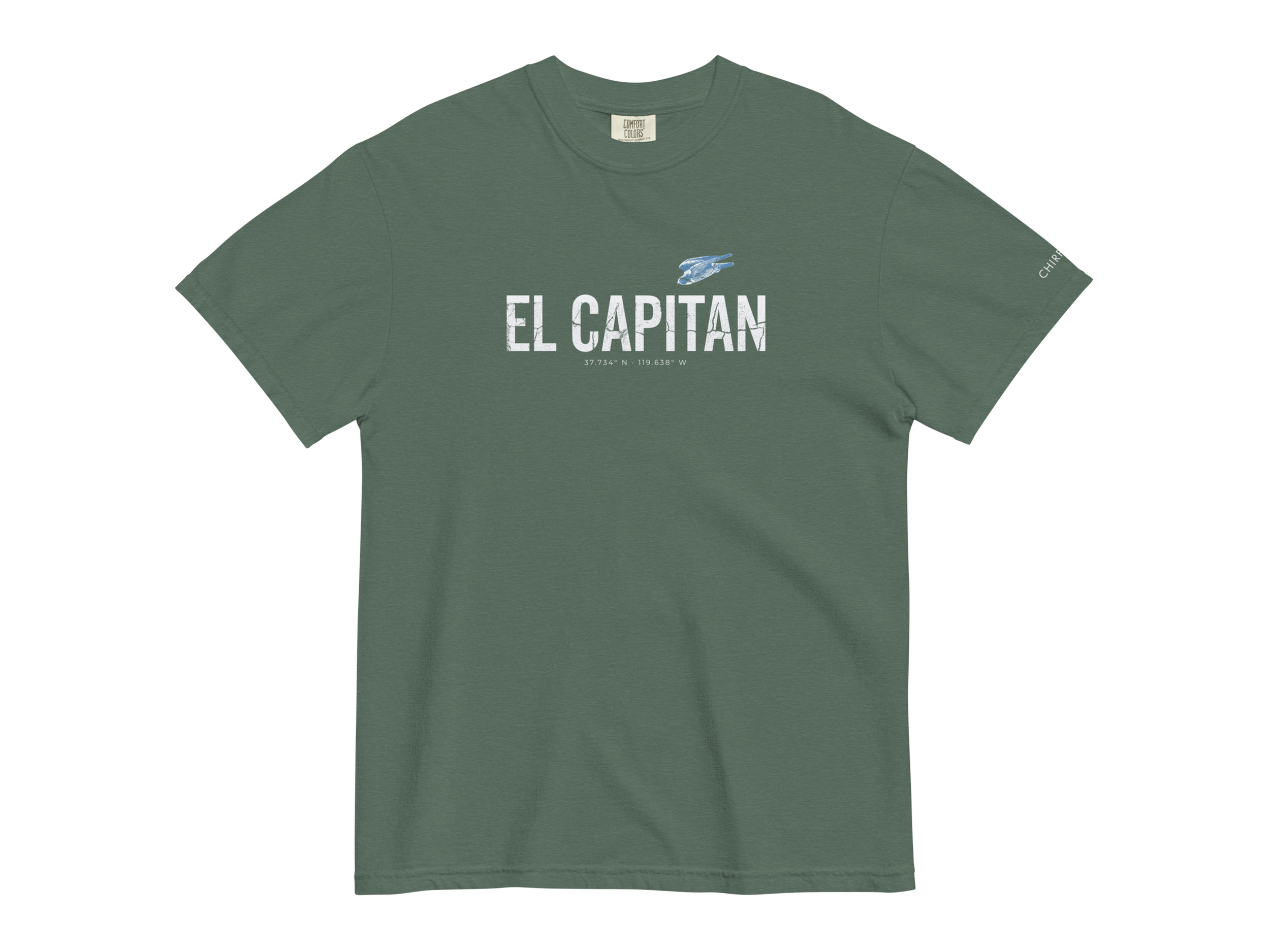 CHIRP COMPANY_EL CAPITAN_PEREGRINE FALCON_unisex-garment-dyed-heavyweight-t-shirt-blue-spruce-front-699f22b8a6354.png