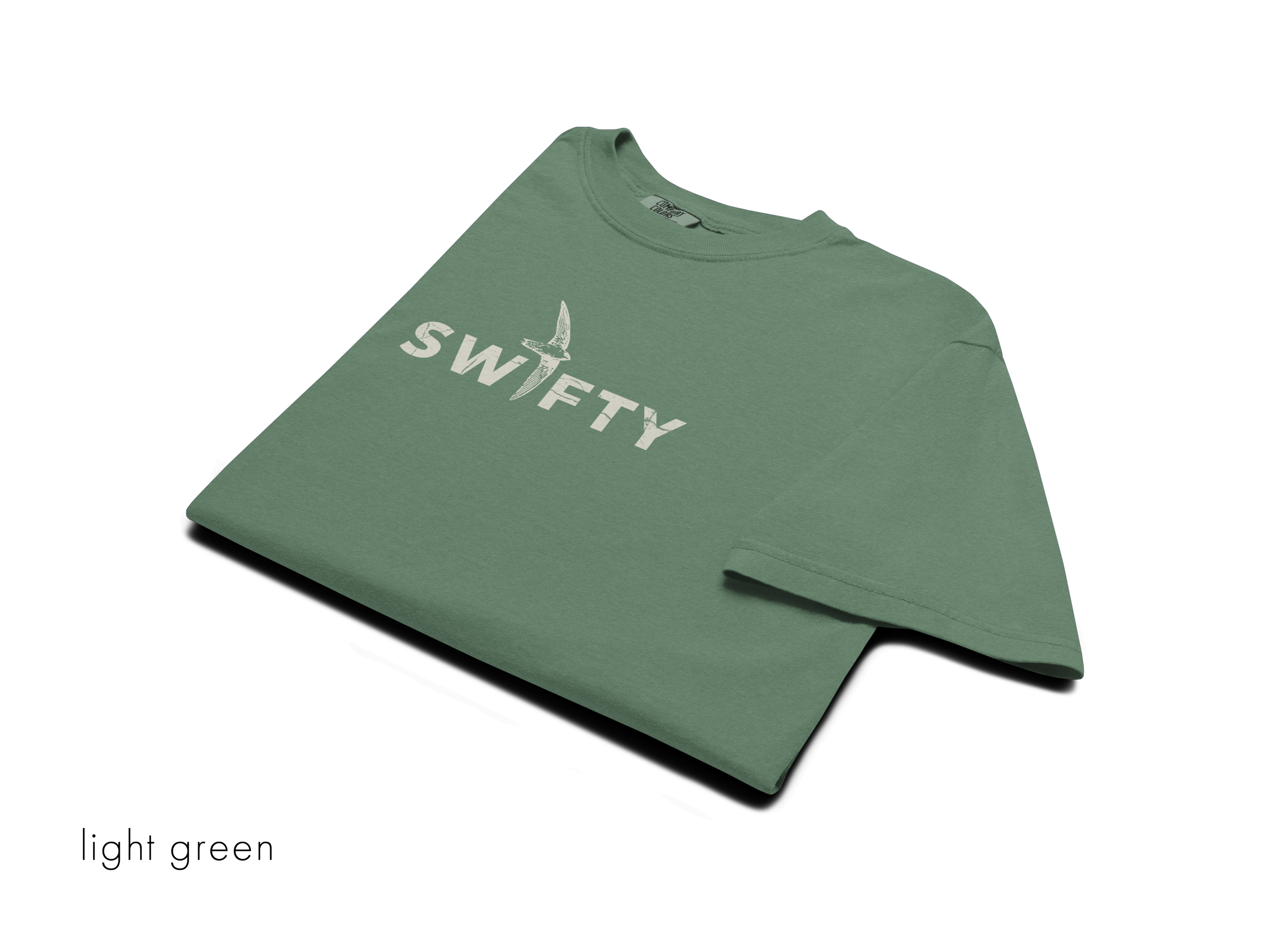 CHIRP COMPANY_SWIFTY_unisex-garment-dyed-heavyweight-t-shirt-light-green-front-6939e75cdb603.png