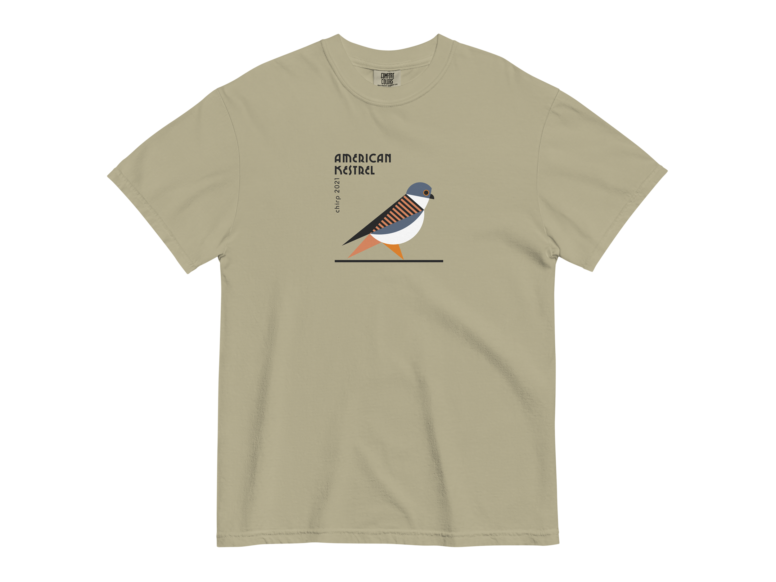chirp company_kestrel_unisex-garment-dyed-heavyweight-t-shirt-khaki-front-6917c6dae56e8.png