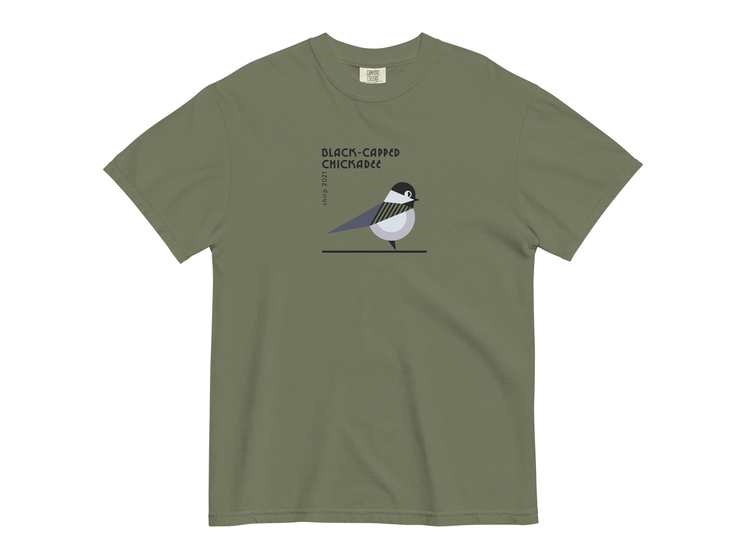 chirp company_chickadee_unisex-garment-dyed-heavyweight-t-shirt-moss-front-6917c985b7233.png