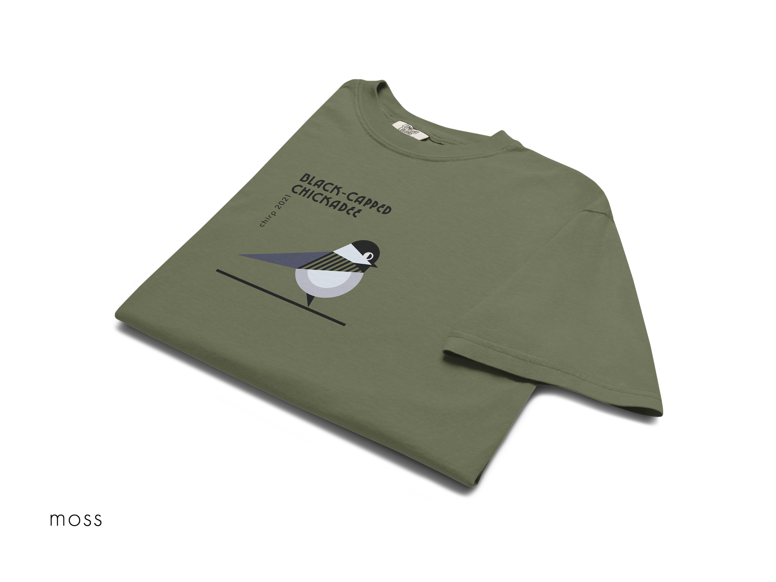 chirp company_unisex-garment-dyed-heavyweight-t-shirt-moss-front-691d272a380bc.png
