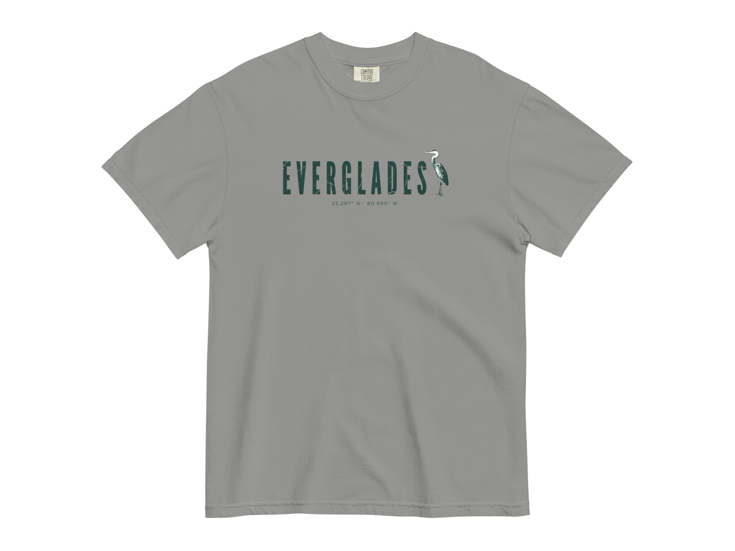 CHIRP COMPANY_BLUE HERON_EVERGLADES_unisex-garment-dyed-heavyweight-t-shirt-grey-front-69419fda15a0f.png