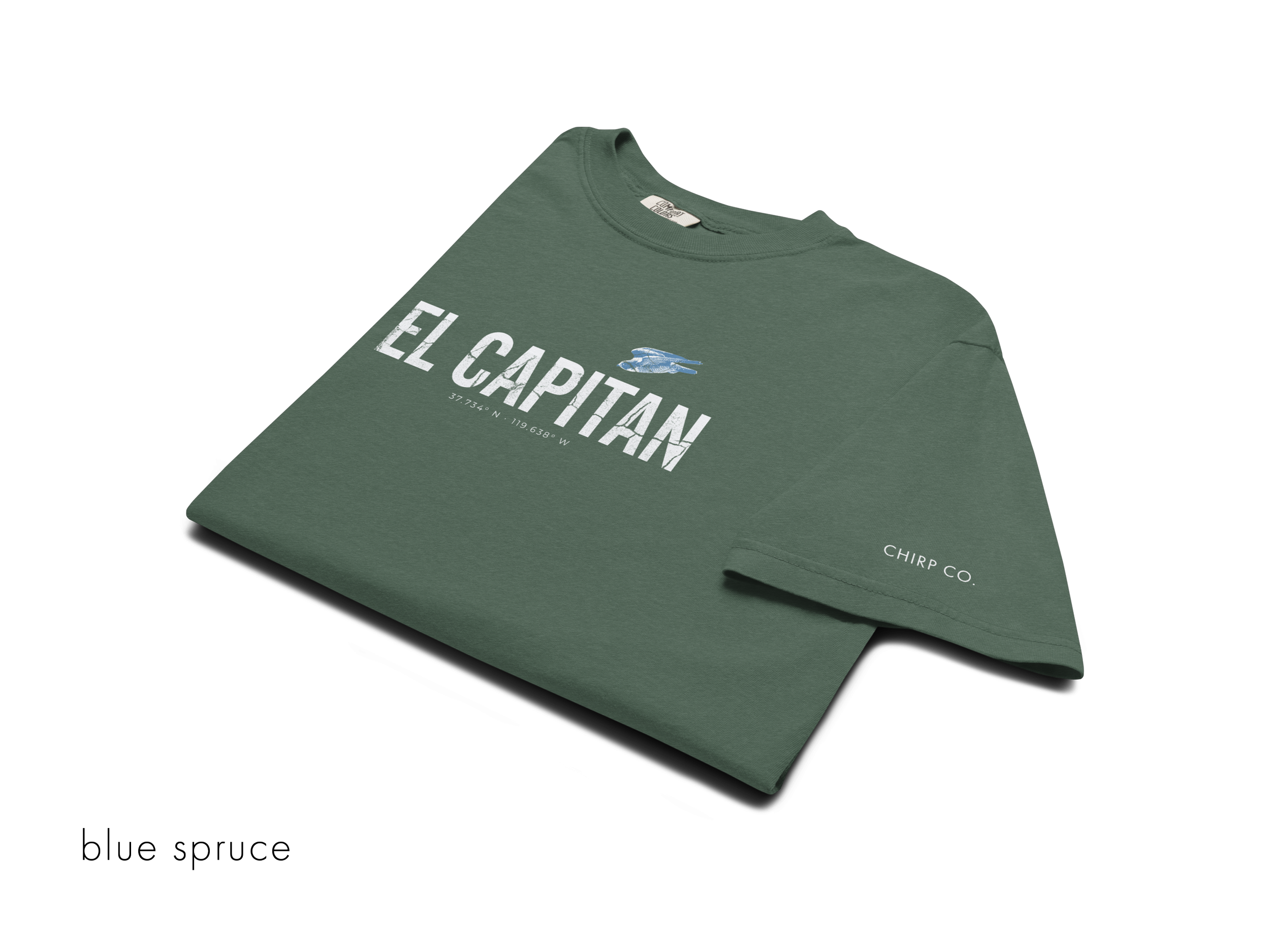 CHIRP COMPANY_EL CAPITAN_PEREGRINE FALCON_unisex-garment-dyed-heavyweight-t-shirt-blue-spruce-front-699f22b8a7321.png