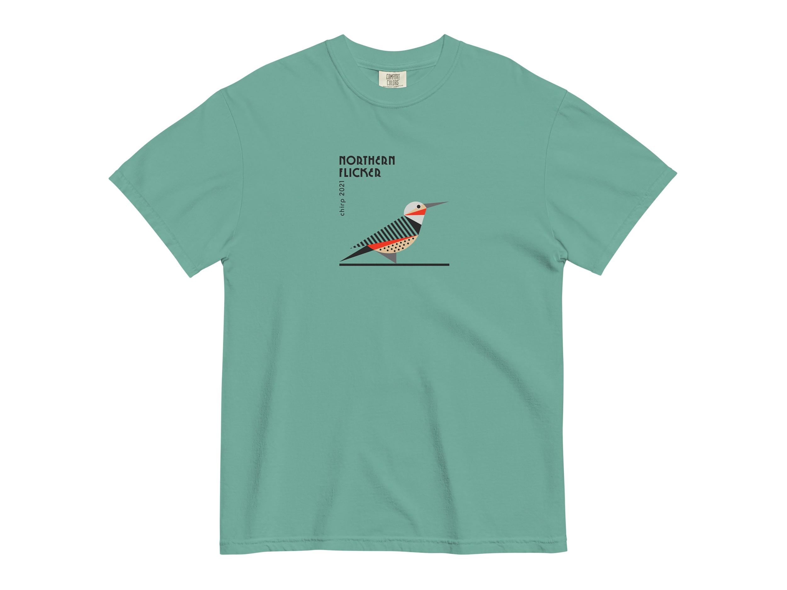 chirp company_flicker_unisex-garment-dyed-heavyweight-t-shirt-seafoam-front-6917cc6b142c0.png