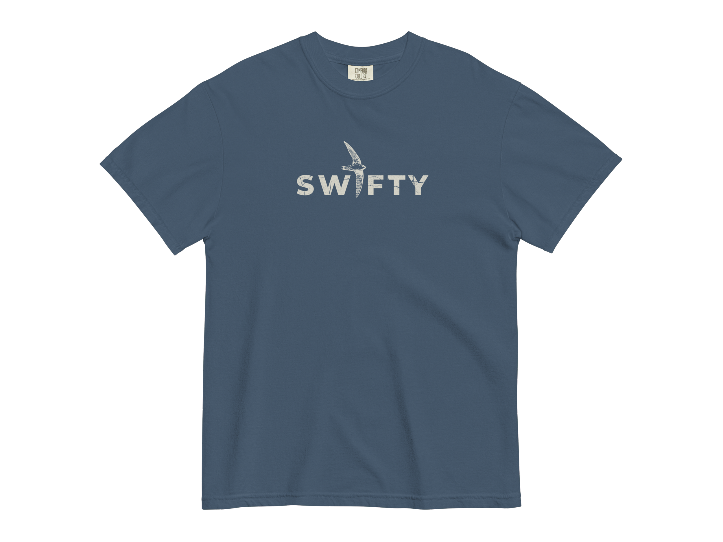 CHIRP COMPANY_SWIFTY_unisex-garment-dyed-heavyweight-t-shirt-midnight-front-6939e75cdafff.png