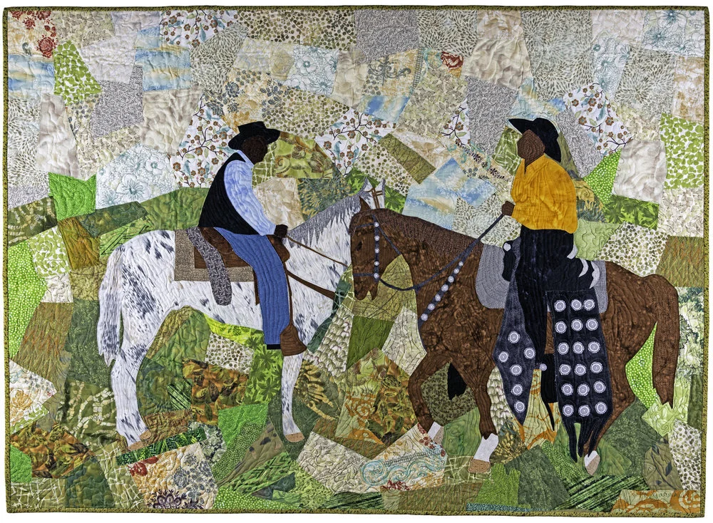 Announcing the artwork for the 2020 Gathering poster: Trail Blazers (2013), by quilt artist and National Endowment for the Arts National Heritage Fellow, Marion Coleman . From the collection of Arkainee Ervin.