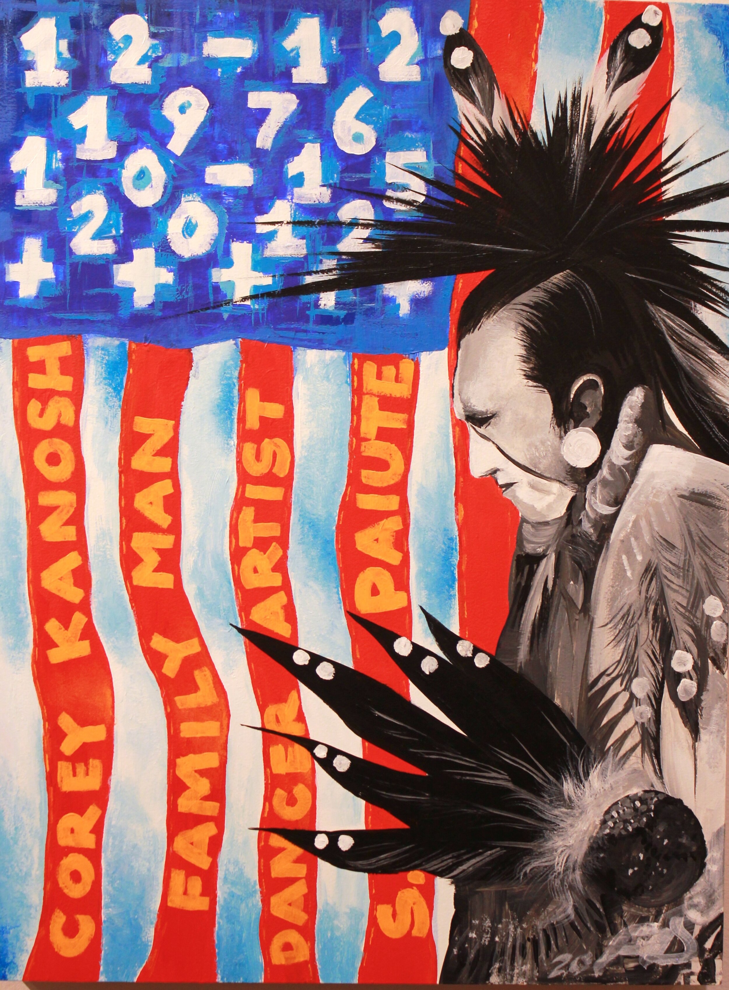Fawn Douglas, "Native Lives Matter! Rest in Power Corey Kanosh", Acrylic on Panel