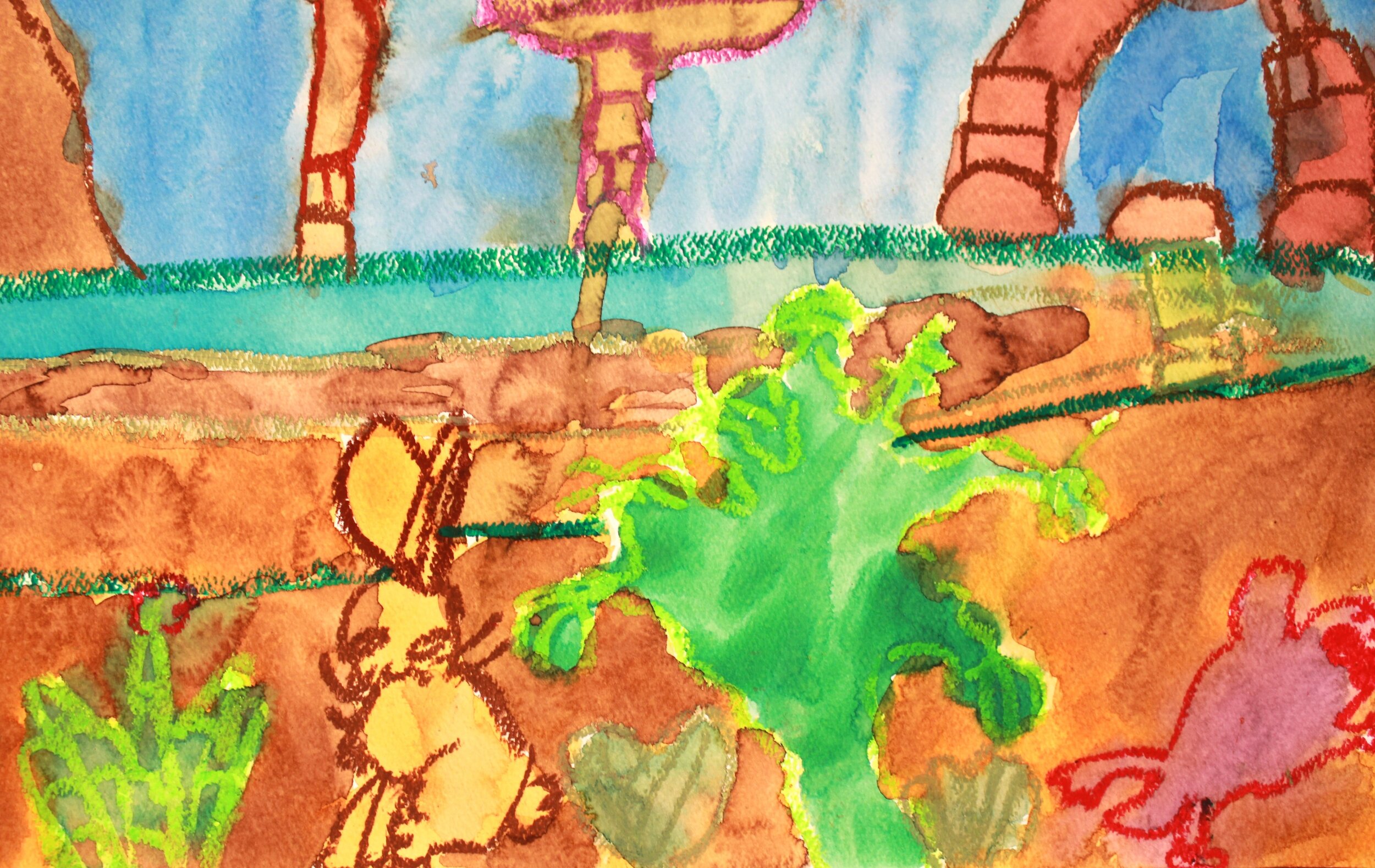 Bryan_Grade 3_Landscape with Rabbit_Watercolor and Oil Pastel_detail_.jpg